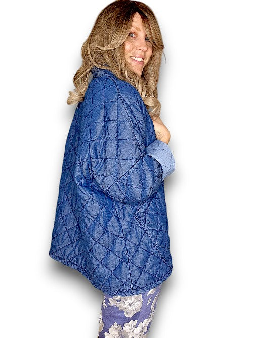 DARK DENIM QUILTED WRAP JKT