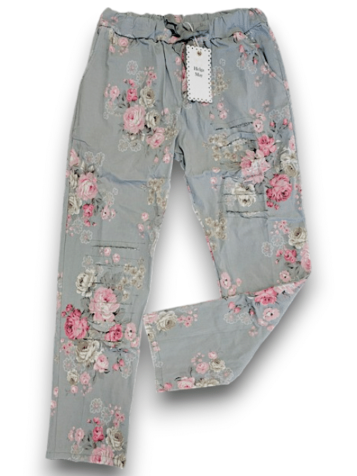 GREY HIGH TEA RIPPED PANTS