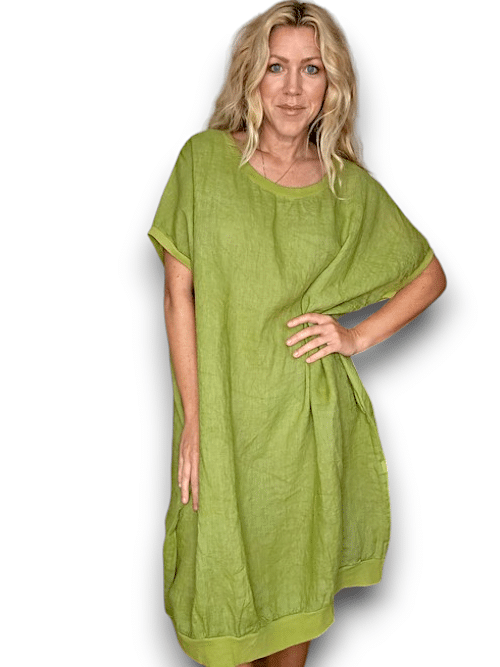 AVOCADO PLAIN ELASTIC HEM DRESS