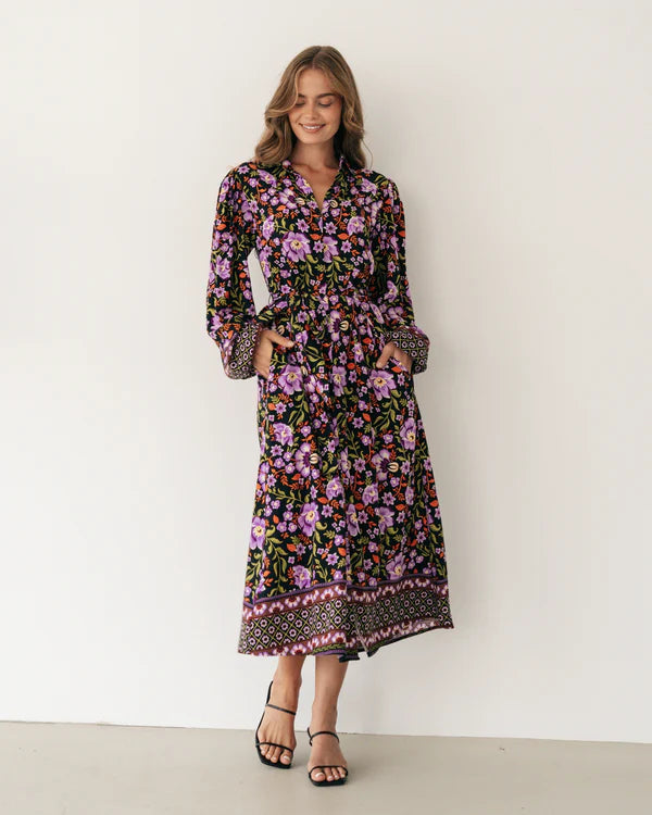 Label Of Love Violet Floral Shirt Dress Violet Floral