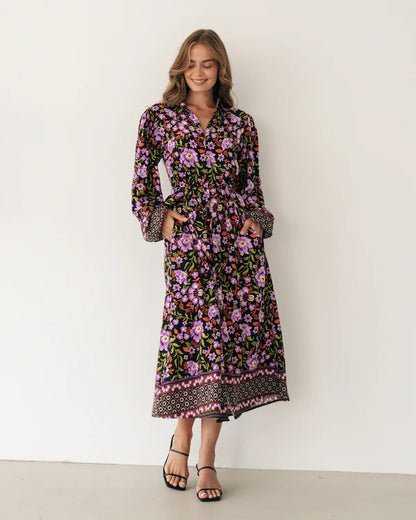 Label Of Love Violet Floral Shirt Dress Violet Floral