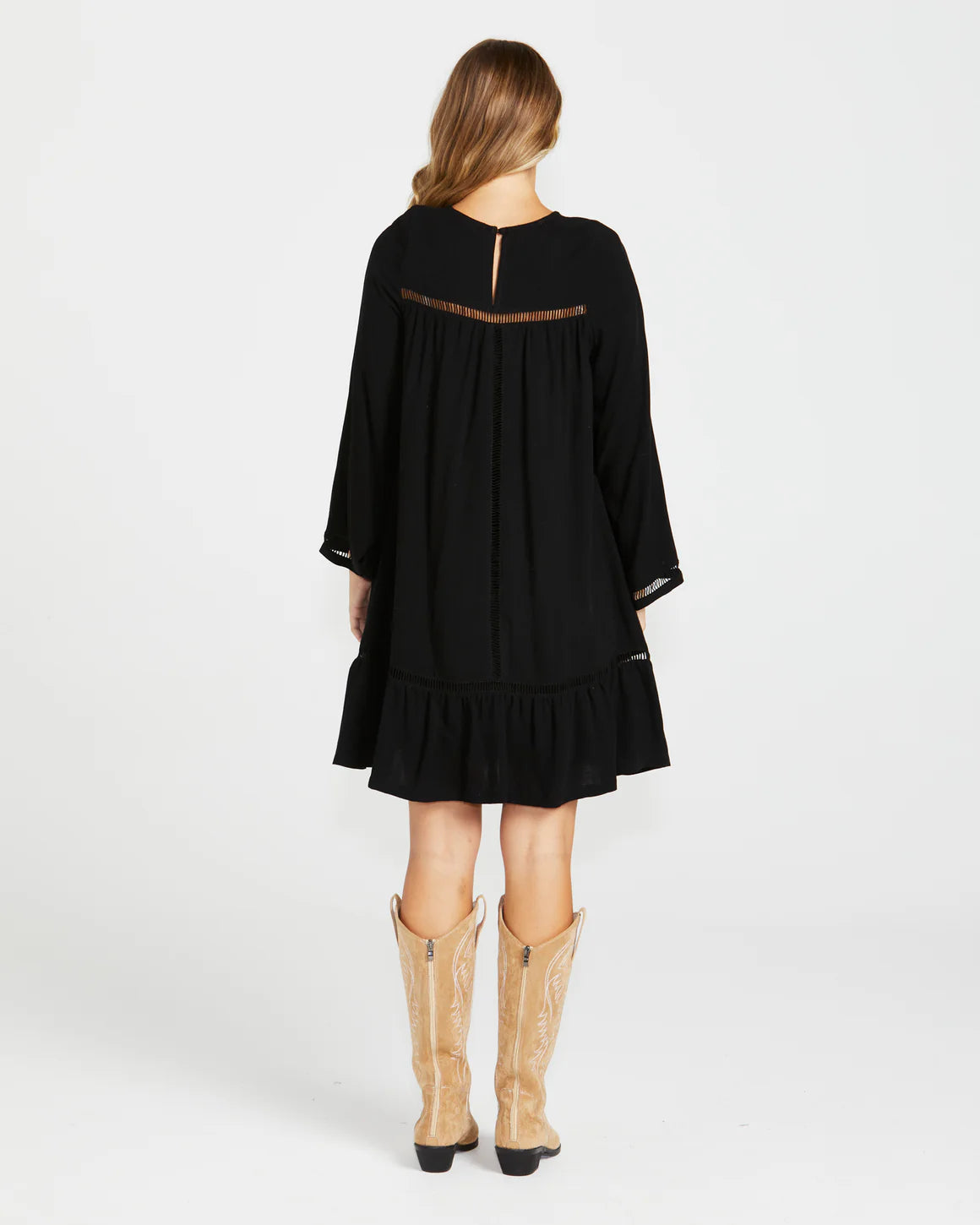 Chapel Boho Trim Dress - Black