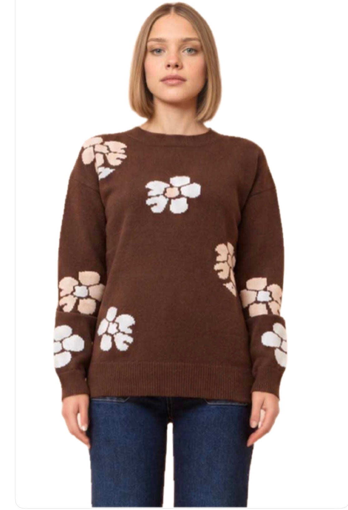 Brown Flower Jumper