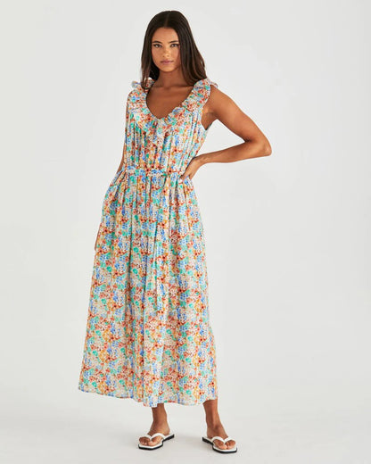 PANNA RUFFLED NECK DRESS - BLOSSOM