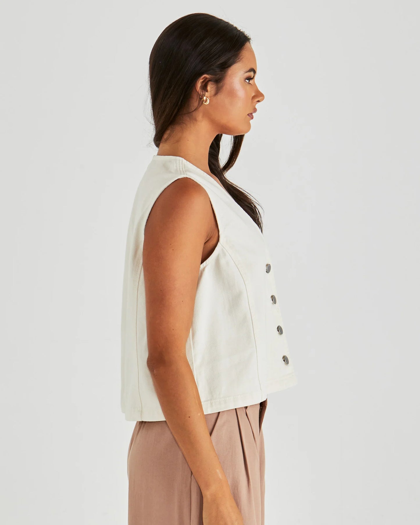 SABINE DENIM VEST - PARCHMENT WASH