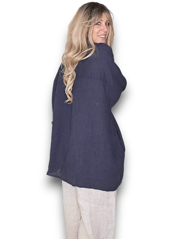 NAVY COASTAL TUNIC SHIRT