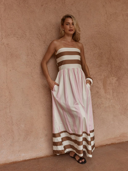 SASS NEA SPLICED STRAPLESS DRESS - NEAPOLITAN.