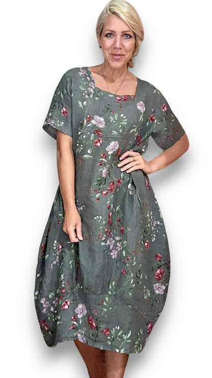 GREY LINGONBERRY MID SLEEVE MAXI DRESS