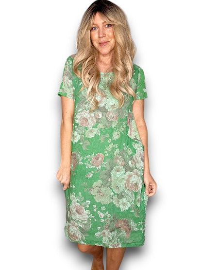 GREEN SCARLETT ROSE JUNGLE DRESS