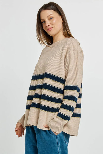 Camryn Sweater - Navy/Cream/Gold Stripe