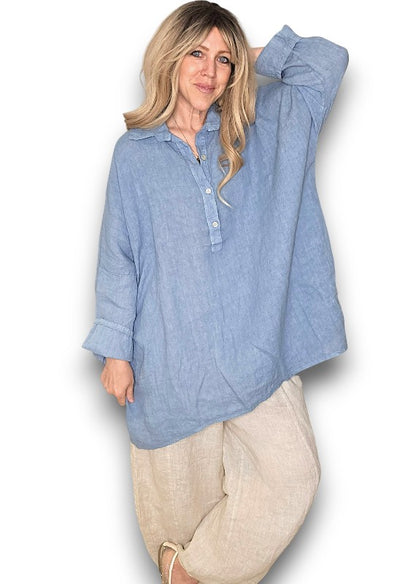 PETROL COASTAL TUNIC SHIRT
