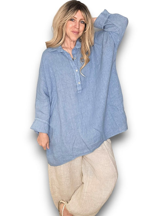 PETROL COASTAL TUNIC SHIRT