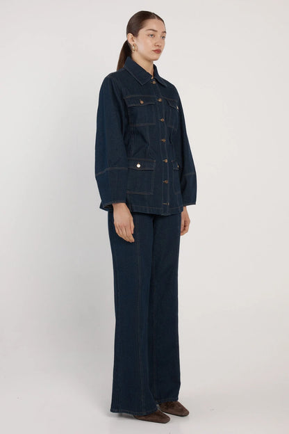 Wren Denim Sculpted Jacket - Indigo