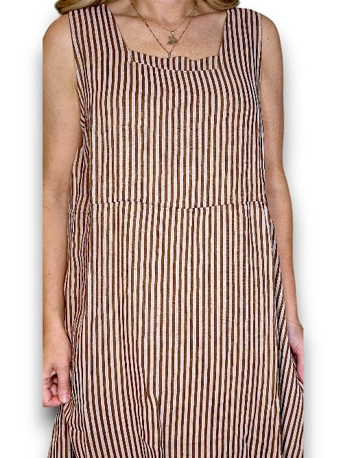 COFFEE STRIPE MAXI TANK DRESS