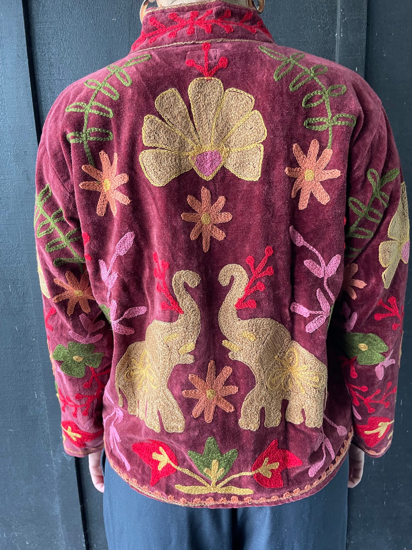 Velvet Jacket- Plum Elephant