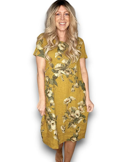 MUSTARD TRUMPET JUNGLE DRESS