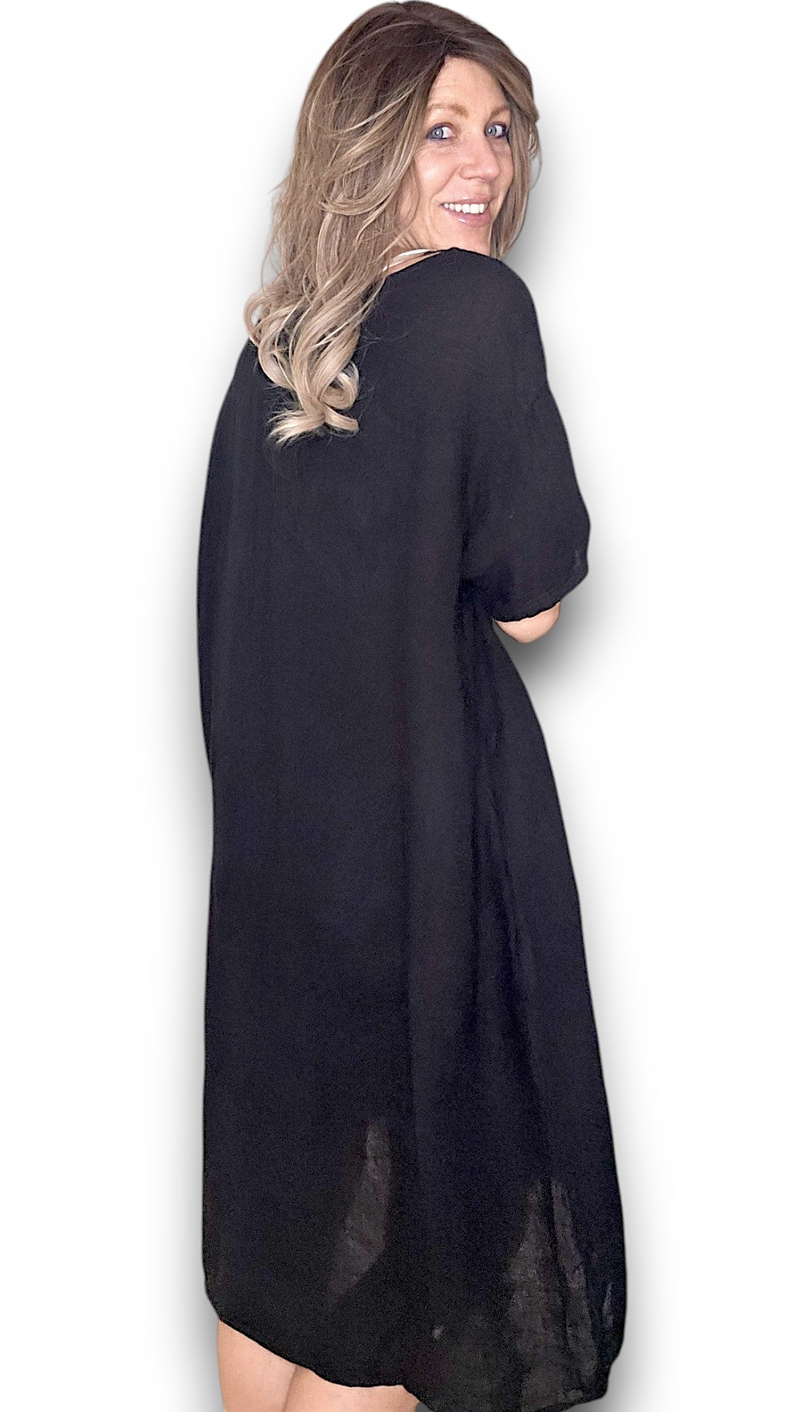 BLACK PLAIN EASY PEASY T-SHAPE DRESS