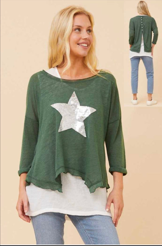 Silver Star Knit -Green