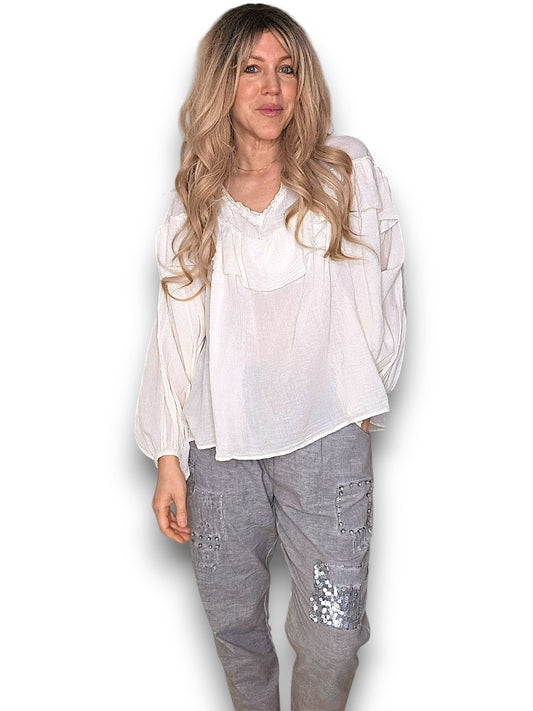 VANILLA FRILL BALLOON SL TUNIC