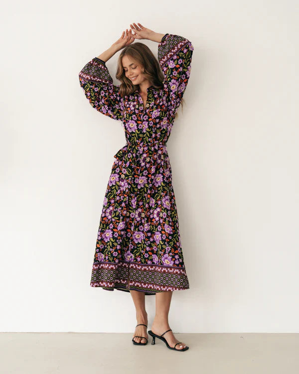 Label Of Love Violet Floral Shirt Dress Violet Floral
