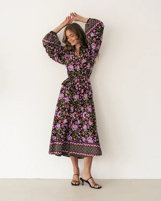 Label Of Love Violet Floral Shirt Dress Violet Floral