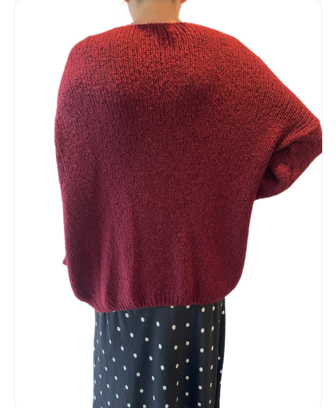 Plait Sleeve Knit - Burgundy