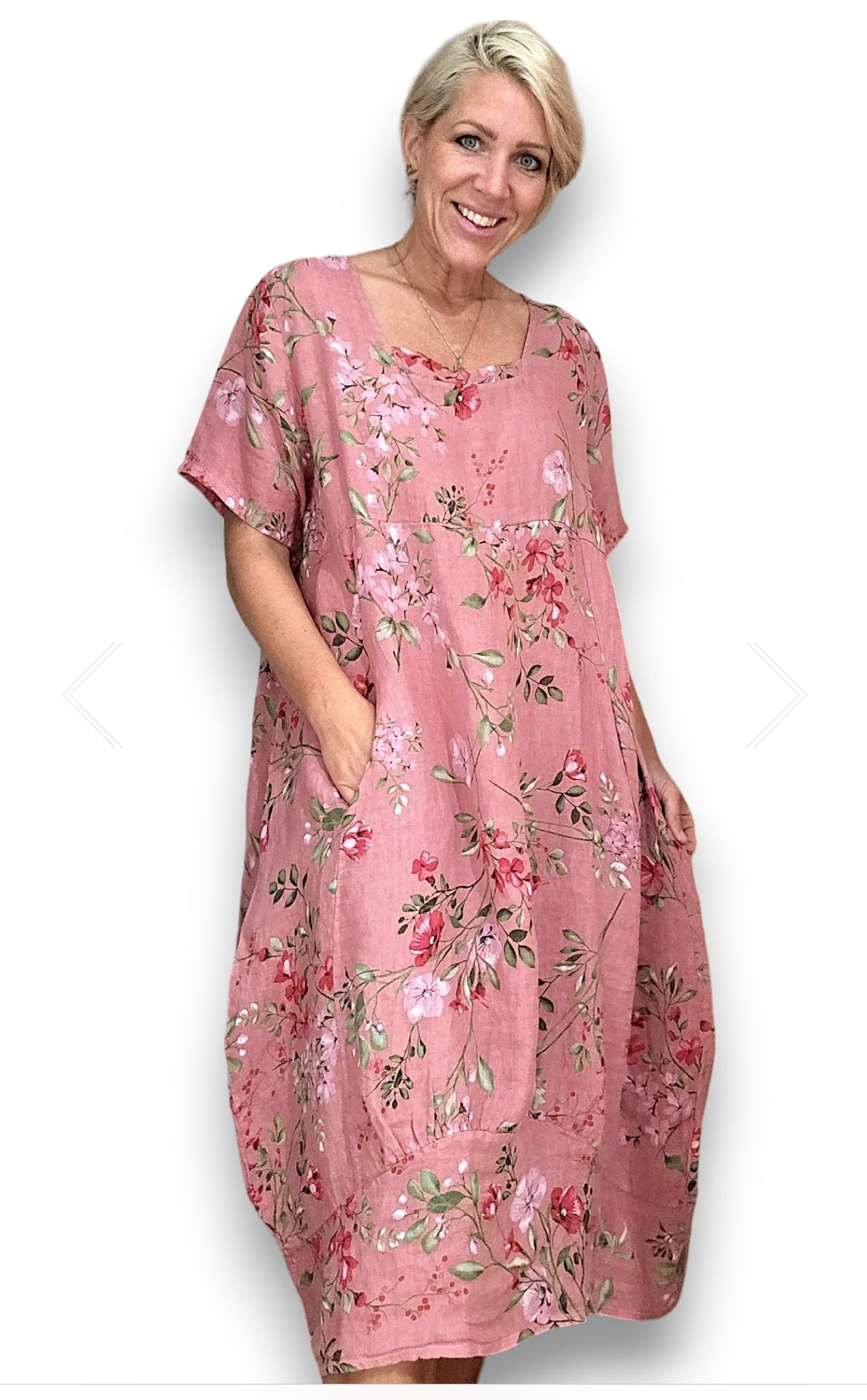 BERRY PINK LINGONBERRY MID SLEEVE MAXI DRESS