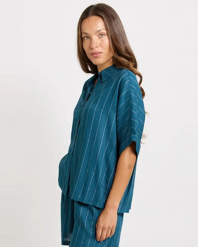 Betty Basics Ophelia Shirt in Teal/White