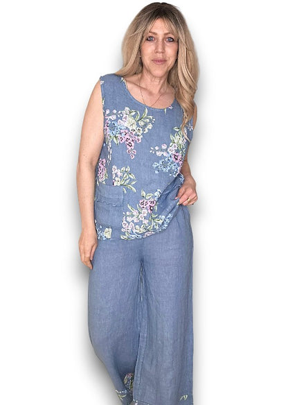 PETROL ROSIE LINEN TANK TOP