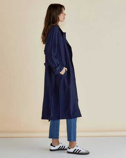 Mayla Duster - Blue Pinstripe