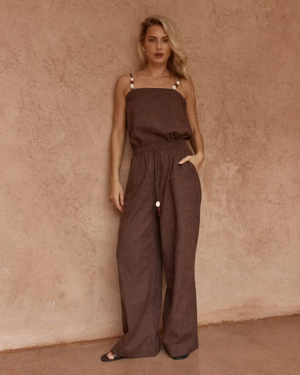 SASS Bellie Embroidered Pant in Chocolate