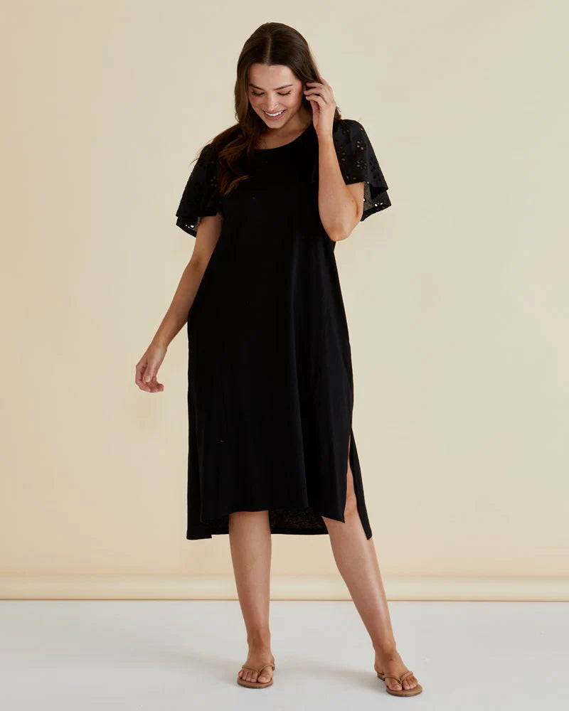 Sawyer Embroidered Dress - Black
