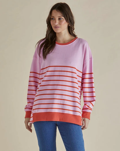 Easy Crew Sweat - Pink/Orange Stripe