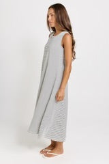 Sabrina Cotton Maxi Dress - Navy Stripe