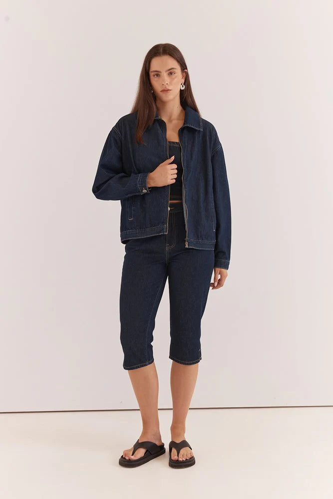 Kumi Zip Denim Jacket - Rinse Wash
