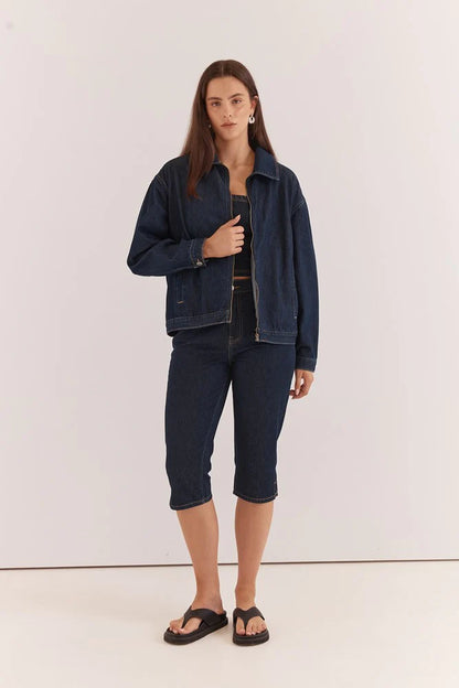 Kumi Zip Denim Jacket - Rinse Wash