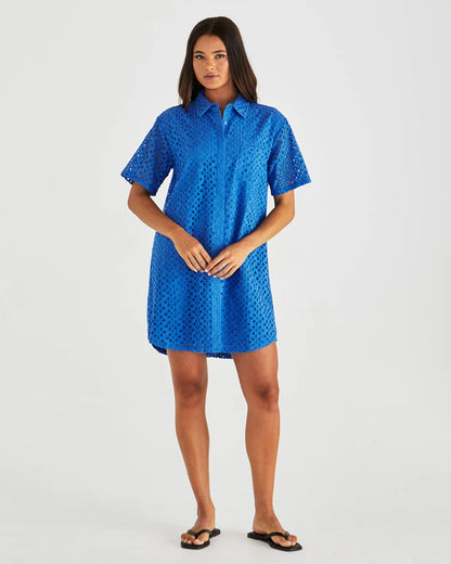 STEVA SHIRT DRESS - BRIGHT BLUE