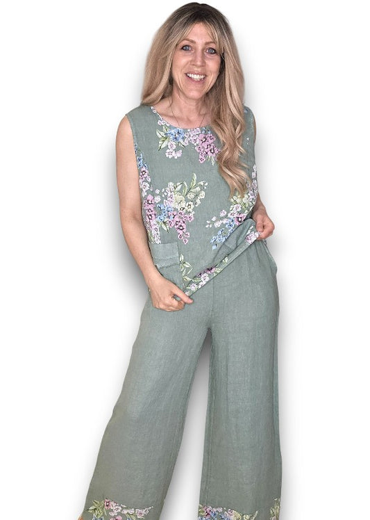 LIGHT SAGE ROSIE LINEN TANK TOP