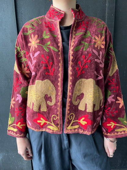 Velvet Jacket- Plum Elephant