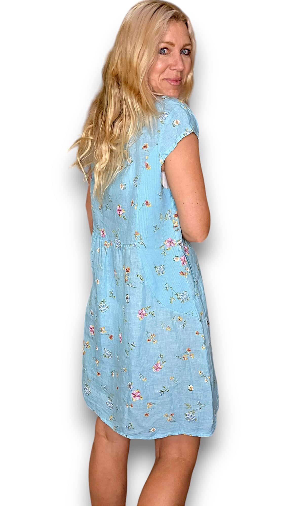 TURQUOISE WINDY BLOOM KENNEDY DRESS