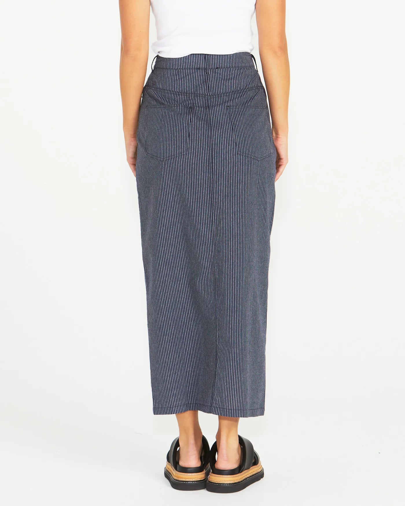 LIBERTY MAXI SKIRT - NAVY WHITE STRIPE