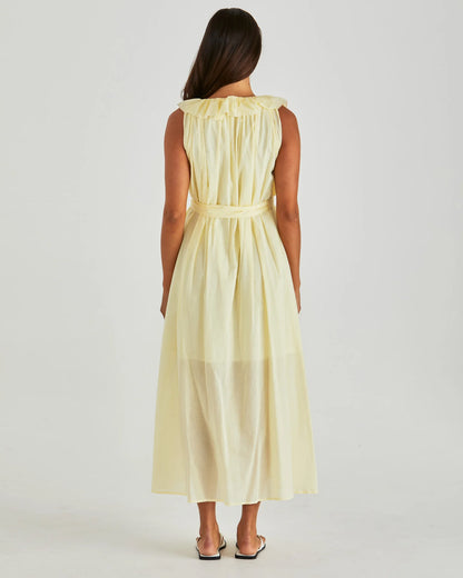 LILLA RUFFLED NECK DRESS - BUTTER YELLOW