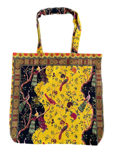 Peacock Cotton Tote-Mustard