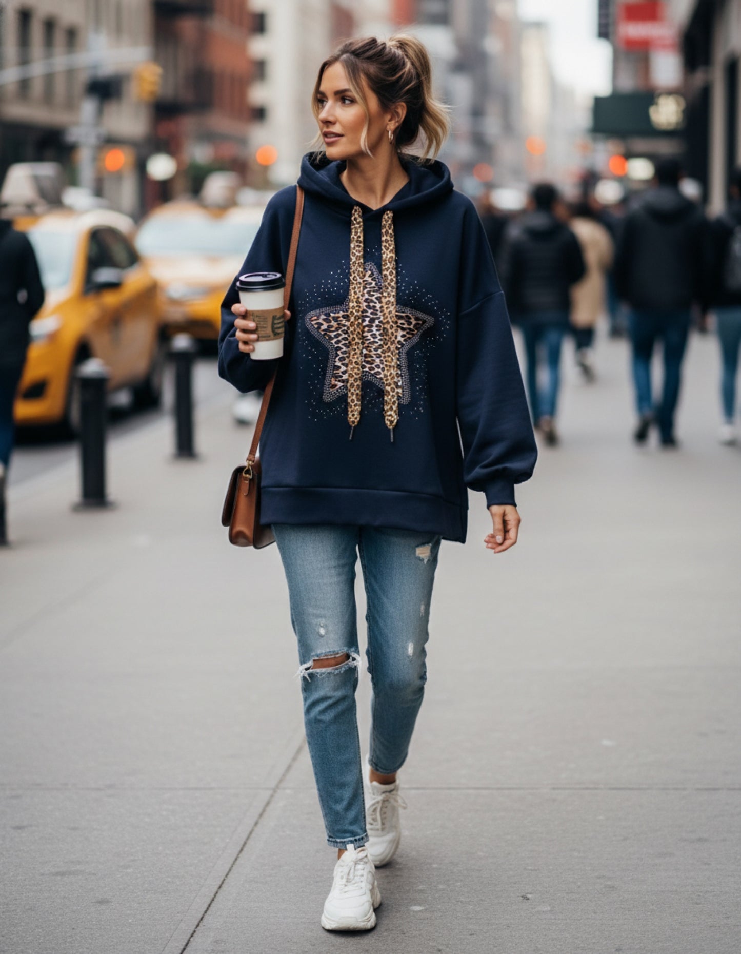 Star Hoodie -Navy