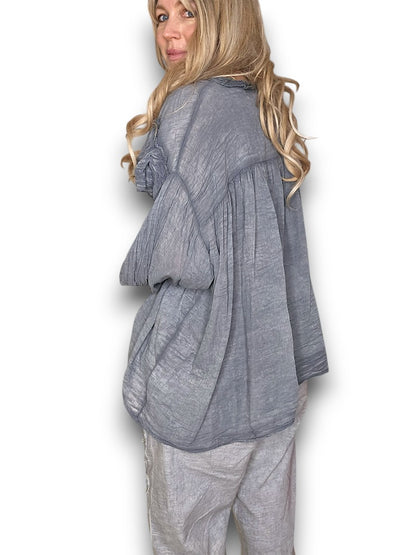 GREY FRILL BALLOON SL TUNIC