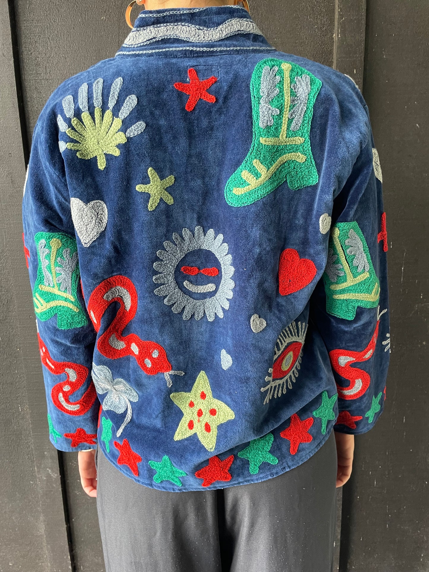 Velvet Jacket - Blue/snake