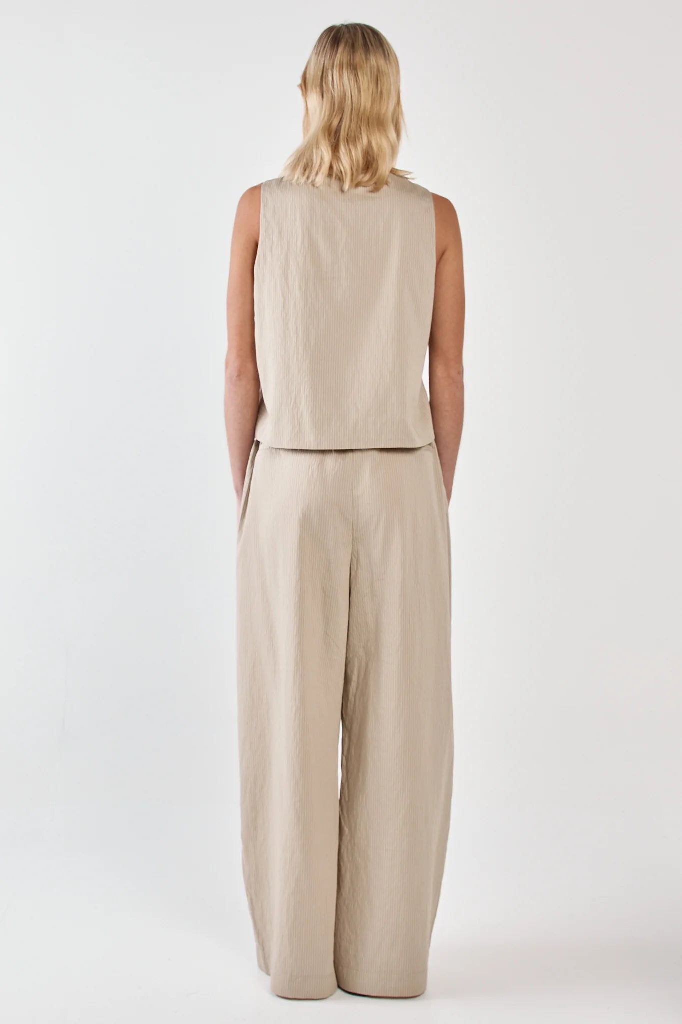 Renee Paper Bag Pant - Beige Black Stripe