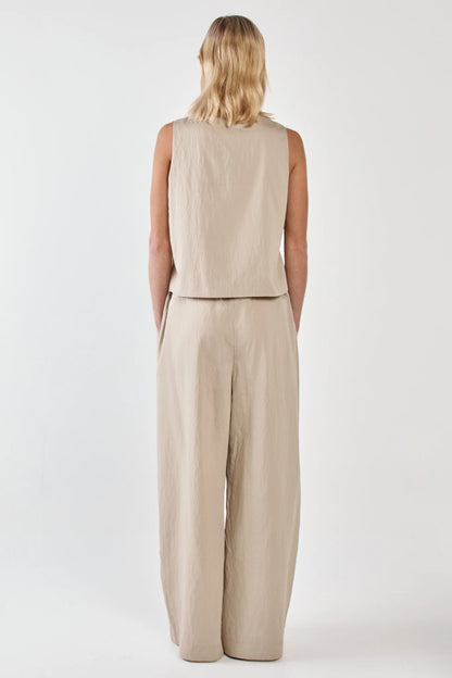 Renee Paper Bag Pant - Beige Black Stripe