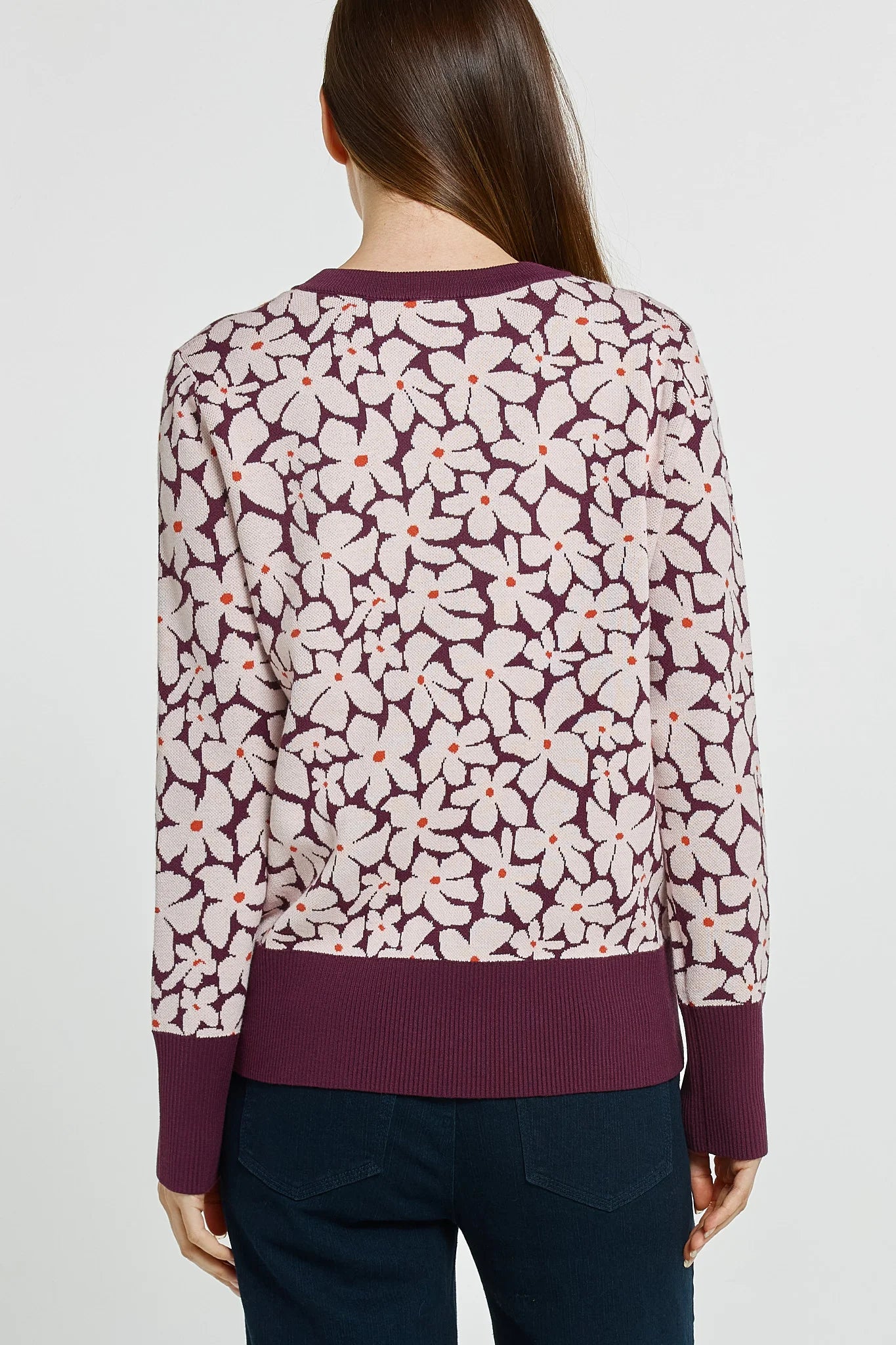 Maisie Sweater - Wine Petal Jacquard