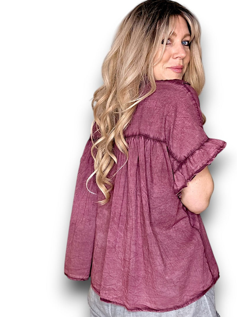 PLUM EYELET TOP